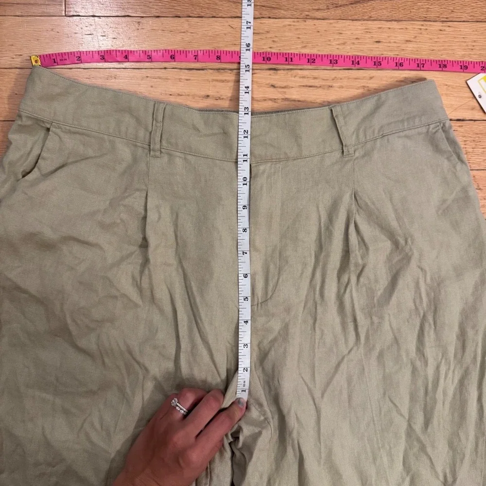 A New Day Womens Wide Leg Linen Blend Pleated Pants Sage Green Size 18 Regular